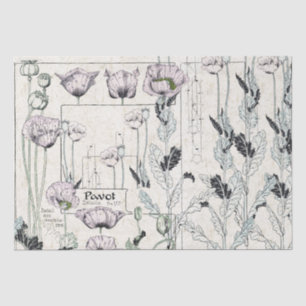 Seda Lenço de papel francês da flor de Pavot da papoi