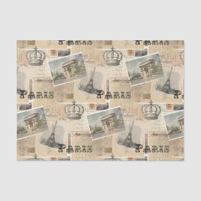 Seda Lenço de papel francês de Paris do cartão (Frente )