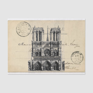 Seda Lenço de papel francês do cartão de Notre Dame