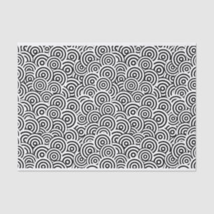 Seda Lenço de papel geométrico preto e branco do