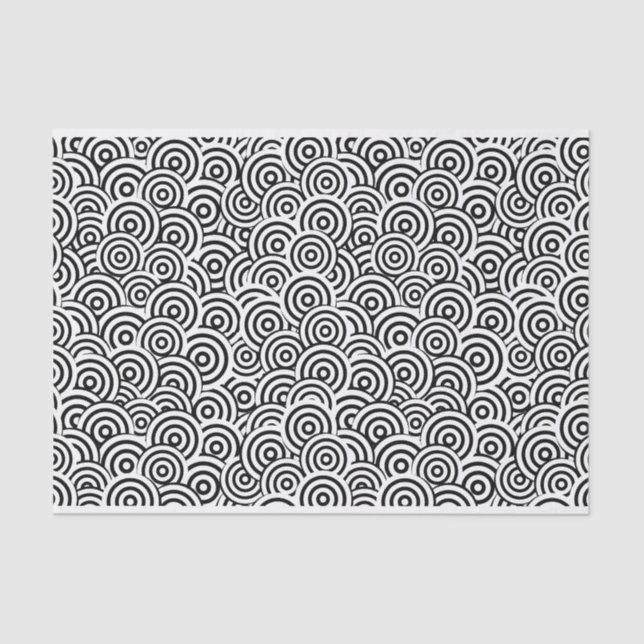 Seda Lenço de papel geométrico preto e branco do (Frente )