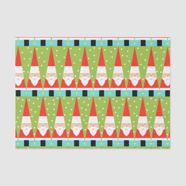 Seda Lenço de papel geométrico retro do papai noel (Frente )