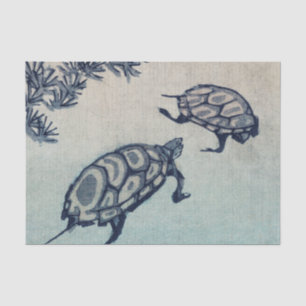 Seda Lenço de papel JAPONÊS da TARTARUGA de WOODBLOCK