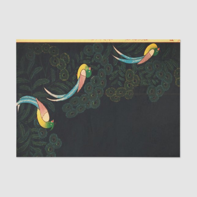 Seda Lenço de papel JAPONÊS do PÁSSARO (Frente )