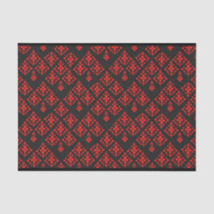 Seda Lenço de papel modelado floral vermelho