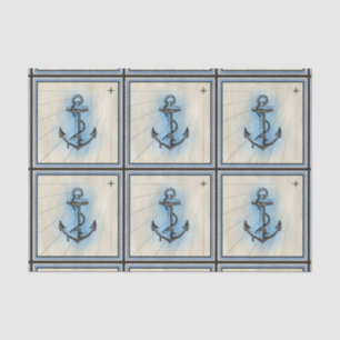 Seda lenço de papel náutico da âncora do navio