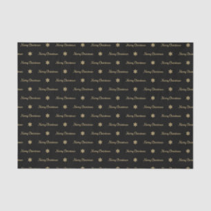 Seda Lenço de papel preto & Dourado do Feliz Natal