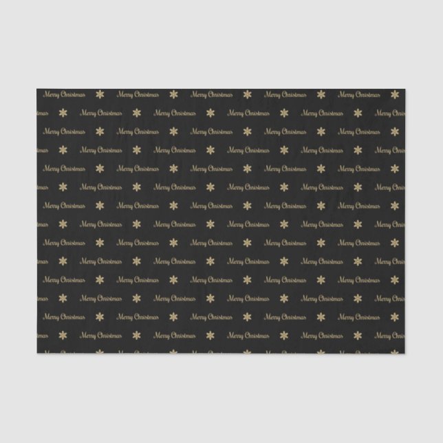 Seda Lenço de papel preto & Dourado do Feliz Natal (Frente )