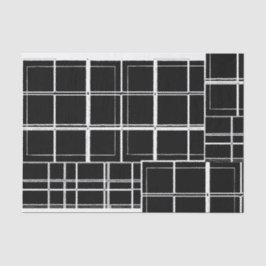 Seda Lenço de papel preto e branco da xadrez