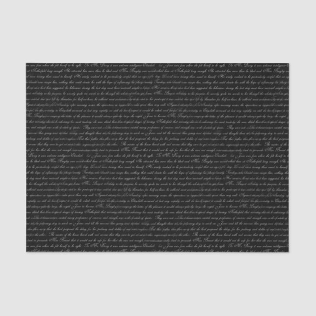Seda Lenço de papel preto e branco do texto de Jane (Frente )