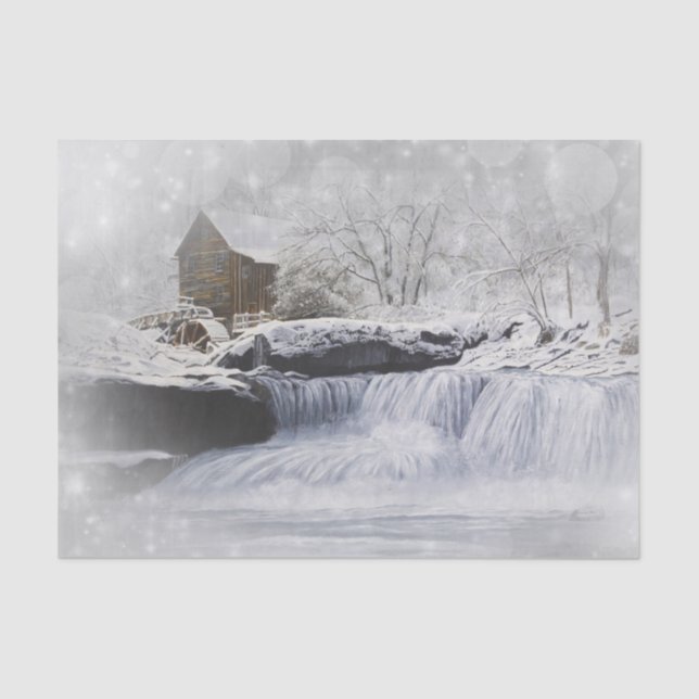 Seda Lenço de papel velho do moinho 10lb, branco (Frente )