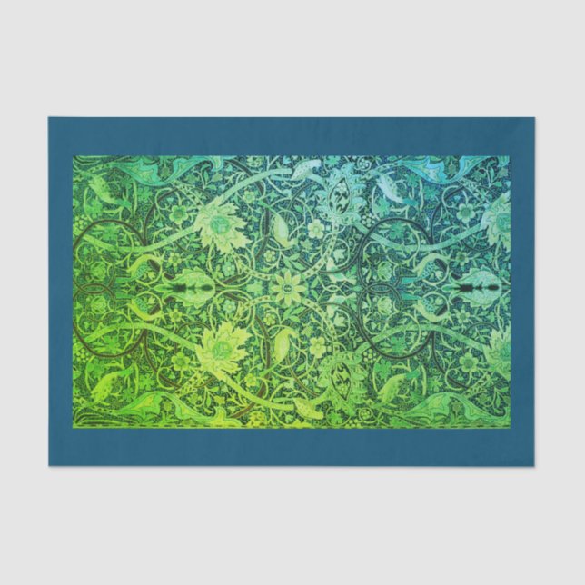 Seda Lenço de papel VERDE de William Morris (Frente )