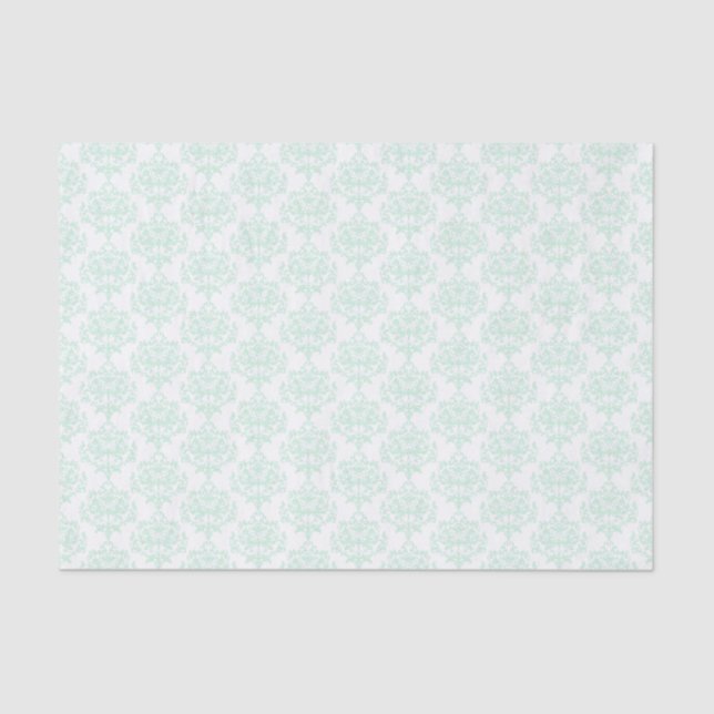 Seda Lenço de papel verde e branco da hortelã do (Frente )