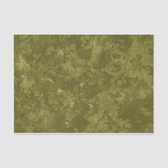 Seda Lenço de papel verde Mossy da folha (Frente )