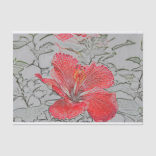 Seda Lenço de papel Vermelho-Alaranjado do hibiscus