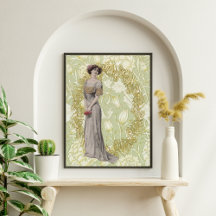 Linda garota e flores: Papel de Tecido de Decoupag