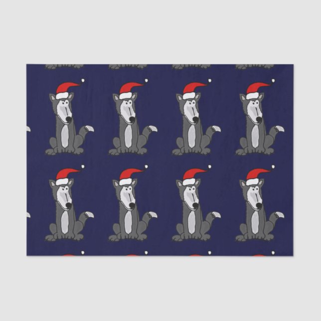 Seda Lobo engraçado no lenço de papel do Natal do (Frente )
