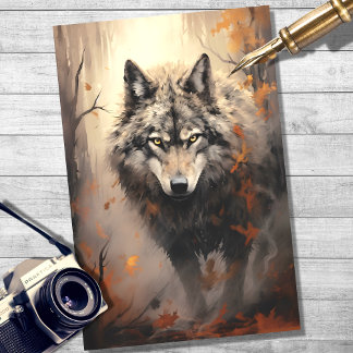 Seda Lobo na Floresta 2 - Papel de Decoupage
