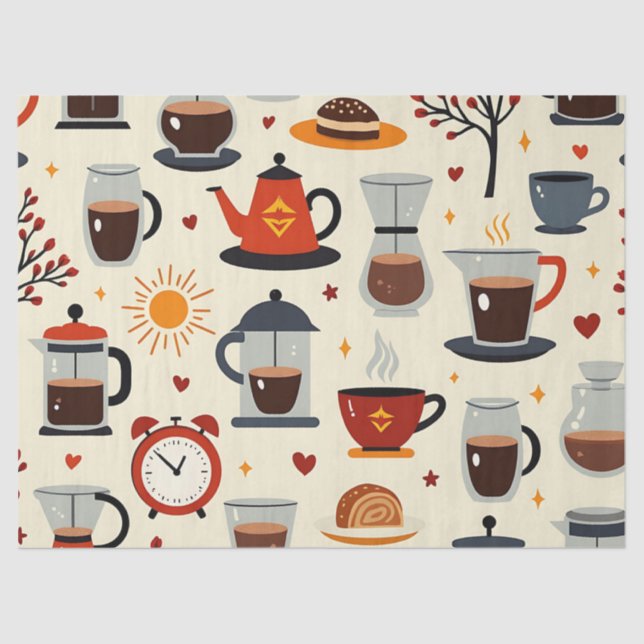 Seda Manhã Breve: Papel Tecido de Café Levantado e Bril (Frente )