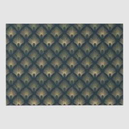 Seda Marinho e Dourado papel de decoração de arte Palm-