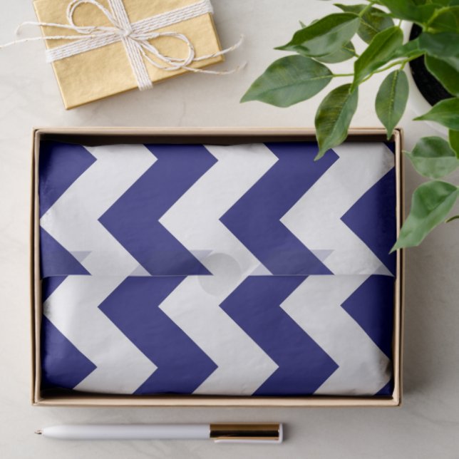 Seda Marinho Horizontal e Papel de Teclado Zigzag Branc (Presente)