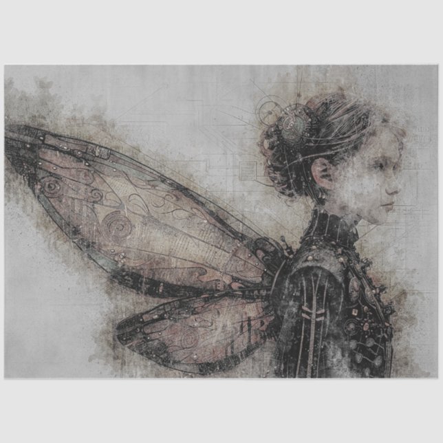 Seda Mecânica Steampunk Papel de dissociação de fadas (Frente )
