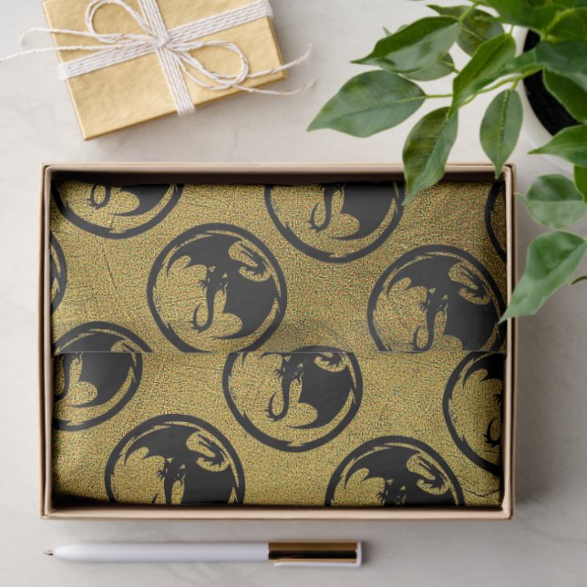 Seda Meio de papel tecidular de ouro do Dragão Negro (Presente)