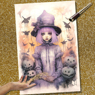 Seda Menina com Pumpkins 1 Papel de Decoupage