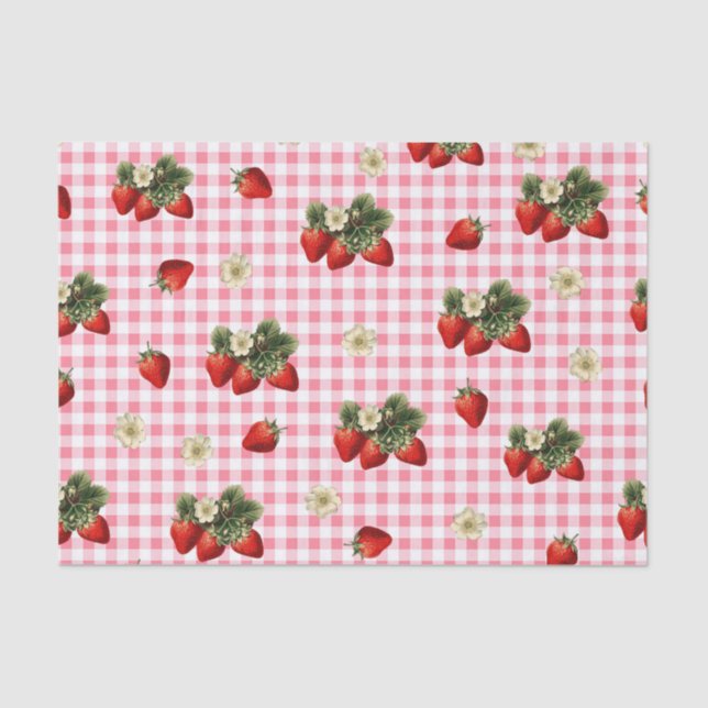 Seda Morango e papel de tecidos agudos de gingham verme (Frente )