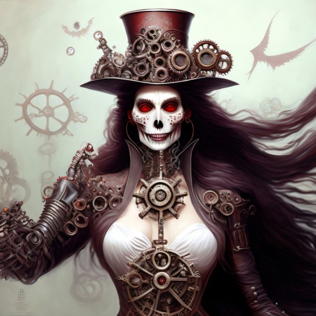 Seda Mulher crânio de papel tecido steampunk Mousseline (Criador carregado)