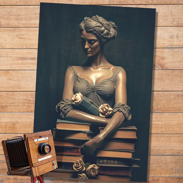 Seda Mulher em pedra com livros 4 Papel de Decoupage (Criador carregado)