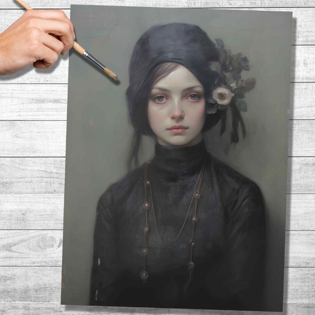 Seda Mulher no Papel de Decoupage Preto 1 (Criador carregado)