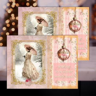 Seda Natal Vitoriano Rosa - Papel de Decoupage Tissue