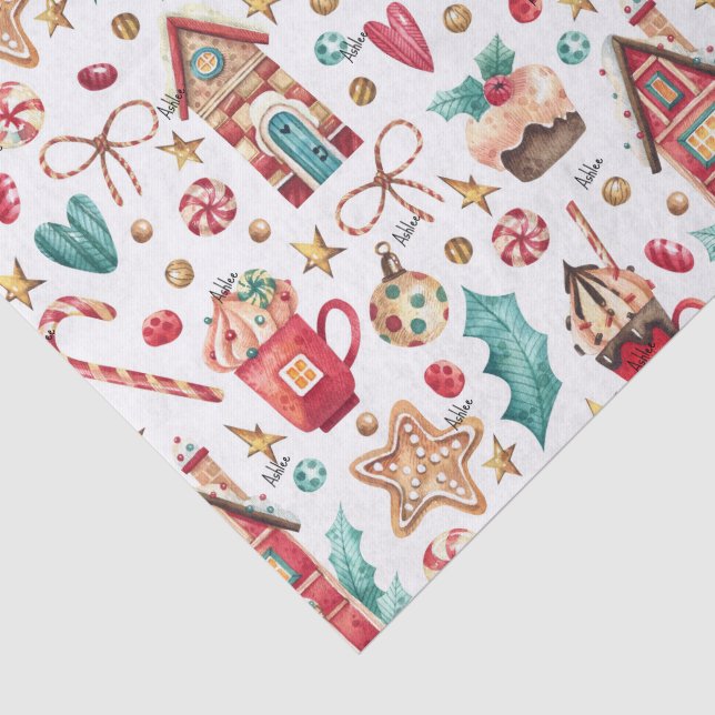 Seda Nome, Papel Tecido Padrão Mágico de Natal Fofo (Detalhes)