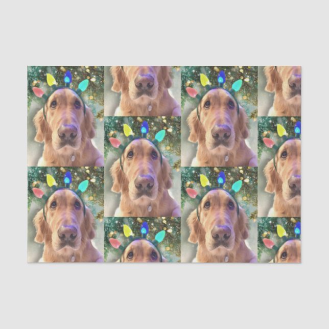 Seda Nova o Ouro Retriever de Papel Tecido de Natal (Frente )
