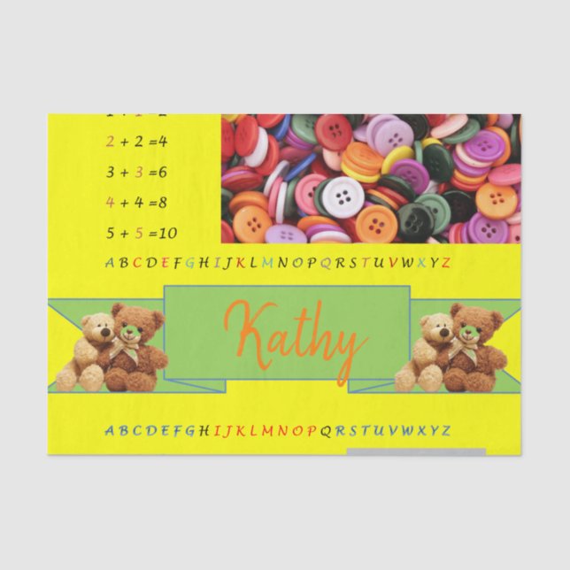 Seda Números de alfabeto de papel tecidular (Frente )