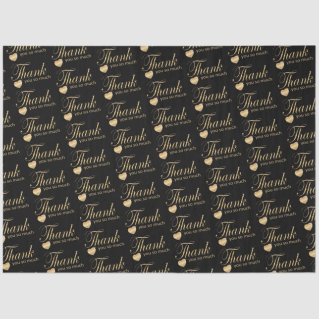 Seda Obrigado - Papel de Tecido Preto e Dourado (Frente )