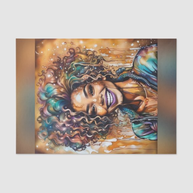 Seda Óleo de Ebony Radiado Papel de Decoupage da Rainha (Frente )