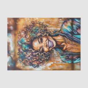 Seda Óleo de Ebony Radiado Papel de Decoupage da Rainha