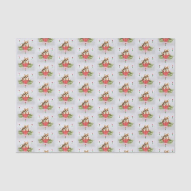 Seda "Olhe quem floresceu!" Lenço de papel do Corgi (Frente )