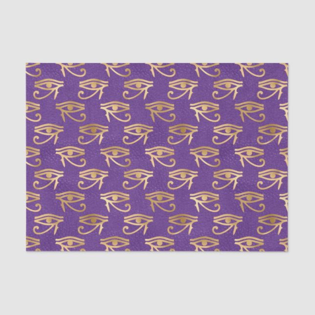 Seda Olho Egípcio Ra, roxo e Dourado, de Papel Tecido (Frente )