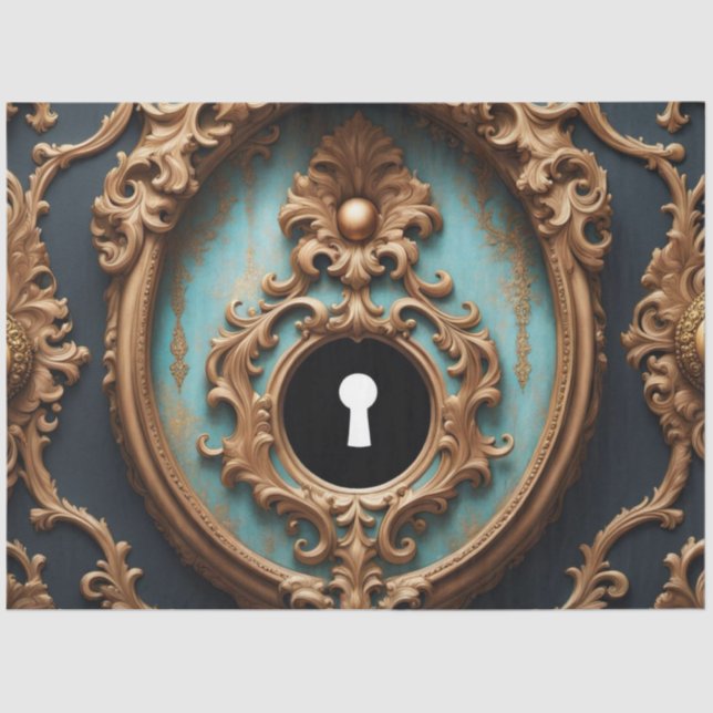 Seda Ornamentado Rococo - Papel de Decoupage do keyhole (Frente )