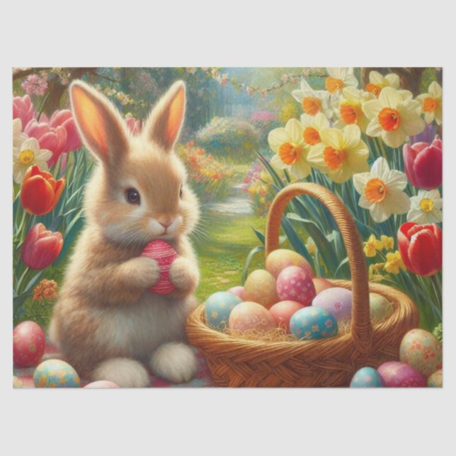 Seda Ovos de Páscoa e Papel Tecido Coelho (Frente )