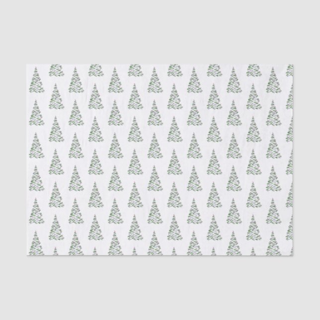 Seda Padrão de Aquarela de Papel em Árvore de Natal (Frente )