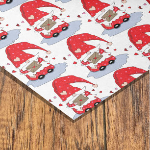 Seda Padrão de gnomo vermelho com papel de tecido card