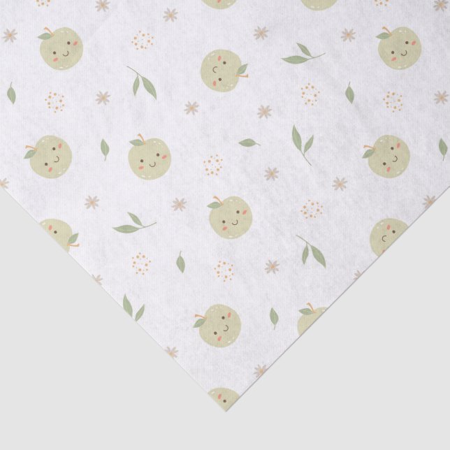 Seda Padrão de Maçãs Felizes - Papel Tecido (Detalhes)