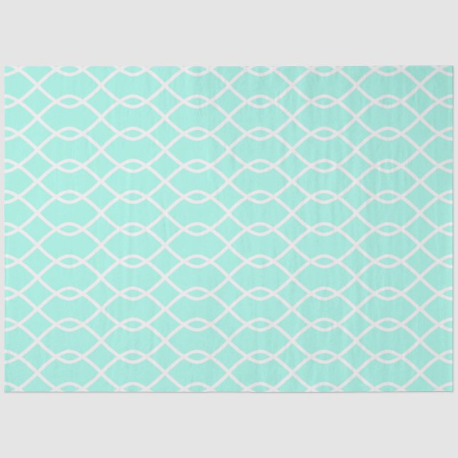 Seda PADRÃO DE ONDA ELEGANTE - Papel de Tecido Teal (Frente )