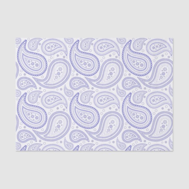 Seda Padrão de Paisley Azul Real no Papel Branco (Frente )
