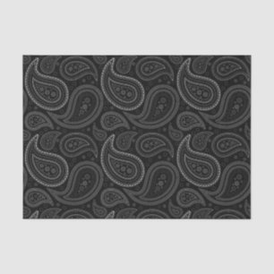 Seda Padrão de Paisley Branco no Papel Tecido Preto