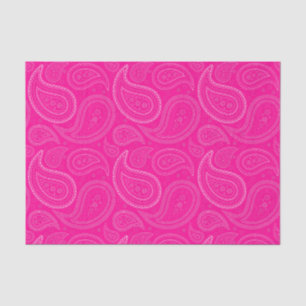 Seda Padrão de Paisley Branco no Papel Tecido Rosa-Que